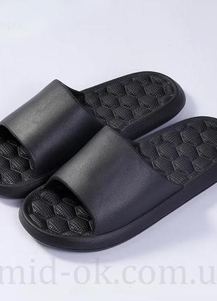 Шльопанці літні піна чорні 42-43 (стопа 25,5-26 см) eva cube design тапки масажні  black