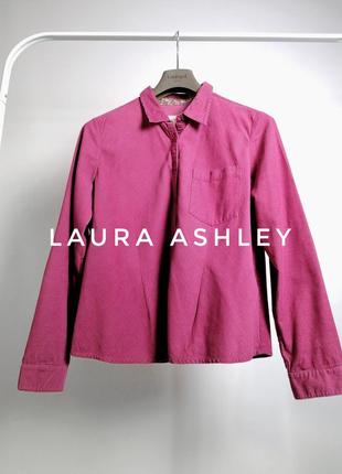 Винтажная оверсайз рубашка из микро вельвета laura ashley1 фото
