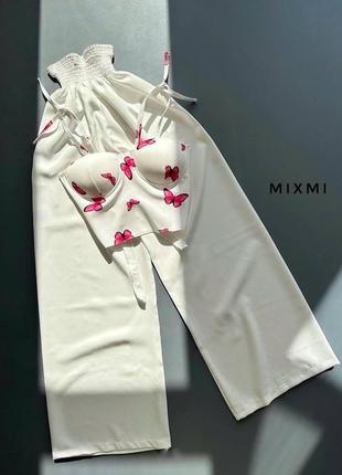 Женский костюм топ + штаны  ткань: супер софт принт