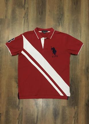 Брендовая мужская красная футболка тенниска поло u.s. polo assn оригинал типа ralph lauren