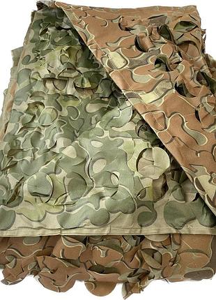 Маскировочная сетка 8х12м двухсторонняя двойная. лето осень зелёная с коричневым листья №2 / листья №4