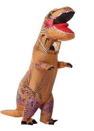Надувний костюм тіранозавр (коричневий)