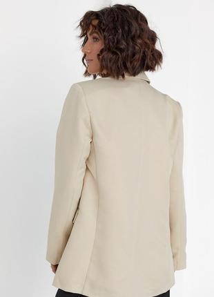 Женский пиджак с цветной подкладкой - бежевый цвет, l (есть размеры)3 фото