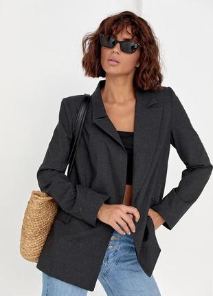 Классический женский пиджак без застежки - темно-серый цвет, m (есть размеры)2 фото