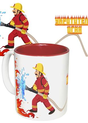 Чашка с принтом 65381 пожарный (красная)