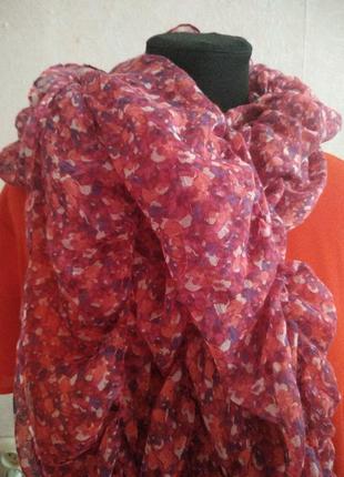 Шарф шарфик в розово цветочный принт2 фото