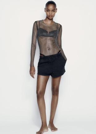 Трендовый боди сетка в камешках zara s