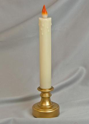 Свічка led у свічнику l24см (золота)1 фото
