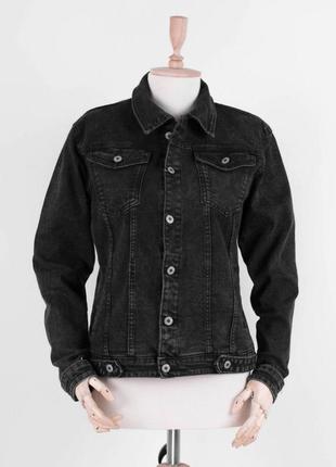 Стильна джинсова куртка чорна джинсовці оверсайз