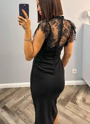 Женское легкое платье в обтяжку с кружевом без рукавов стильное черное трендовое классическое вечернее7 фото