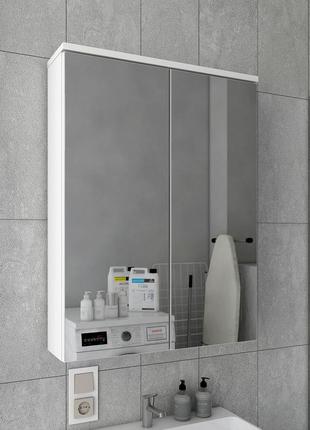 Полиця шафа з дзеркалом для ванної кімнати міра білий 57.8 см х 15.4 см х 76.4 см. навісна для ванни біла1 фото