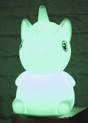 Силіконовий сенсорний нічник led єдиноріг baby (білий)3 фото