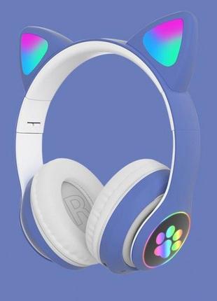 Бездротові навушники led з котячими вушками cat stn-28. колір: синій8 фото