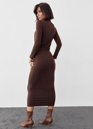 Вечернее платье с драпировкой - коричневый цвет, l (есть размеры)2 фото