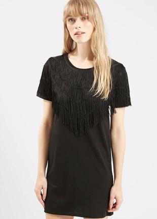 Платье topshop fringe t-shirt mini dress