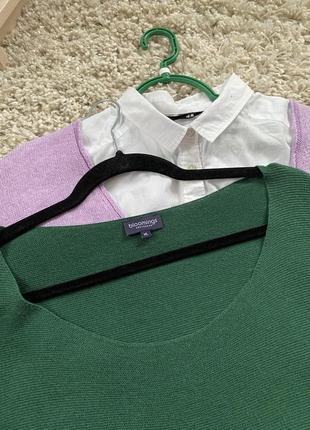 Базовый зелёный удлинённый лёгкий свитер катон /шерсть,bloomings amsterdam,p.14-165 фото