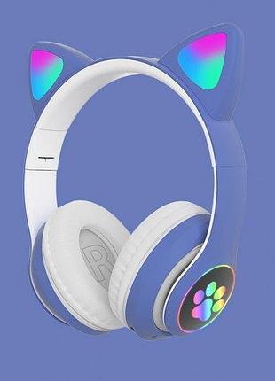 Навушники бездротові cat з котячими вушками bluetooth 400 ма·год (mp3/fm) jst-28 сині