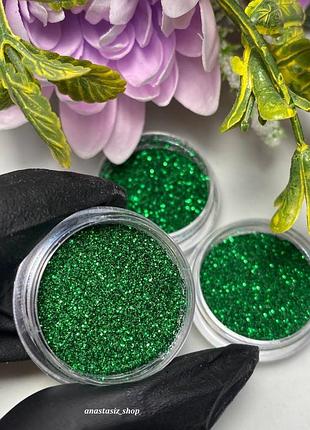 Глиттер, блестки для декора маникюра зеленый