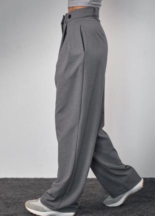 Классические брюки с акцентными пуговицами на поясе - темно-серый цвет, m (есть размеры)5 фото