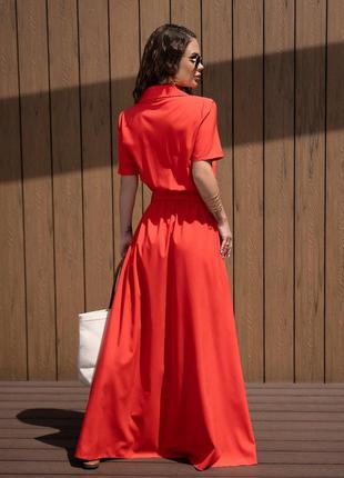 Красное длинное платье-рубашка на пуговицах, размер s3 фото