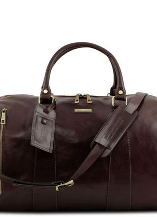 Tl voyager дорожня шкіряна сумка-даффл - великий розмір tuscany tl141794 (темно-коричневий)