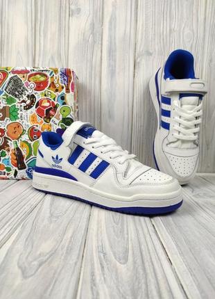 Adidas forum white blue3 фото