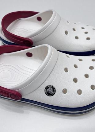 Сабо crocs crocband clog m4w6 р. 36 23 см white/blue