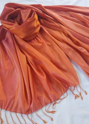 Фирменный стильный качественный натуральный шарф палантин из шелка2 фото