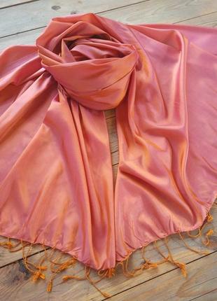 Фирменный стильный качественный натуральный шарф палантин из шелка3 фото