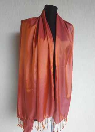 Фирменный стильный качественный натуральный шарф палантин из шелка4 фото