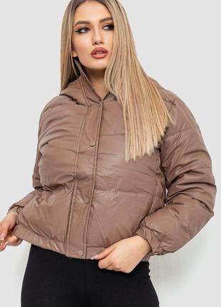 Куртка женская демисезонная экокожа, цвет мокко, размер l, 214r729