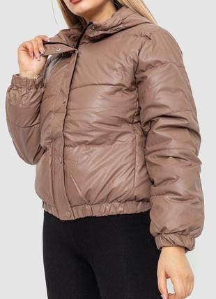 Куртка женская демисезонная экокожа, цвет мокко, размер l, 214r7293 фото