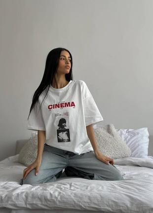 Біла футболка з принтом “cinema”2 фото