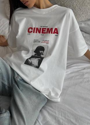 Біла футболка з принтом “cinema”7 фото