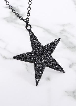 Женское ожерелье с пятиконечной звездой подвеска кулон6 фото