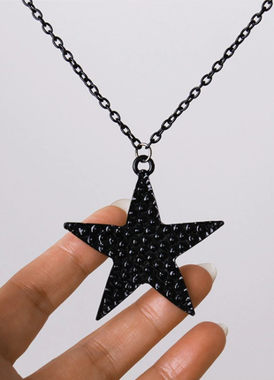 Женское ожерелье с пятиконечной звездой подвеска кулон1 фото