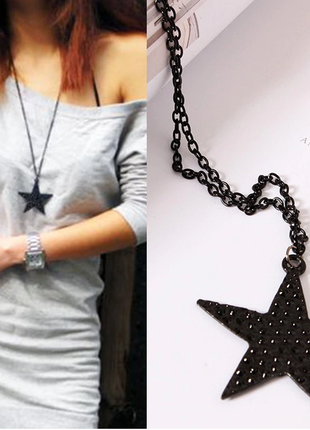 Женское ожерелье с пятиконечной звездой подвеска кулон3 фото