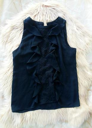 Топ шифонова блузка з воланами і рюшами перфорацією вишивкою