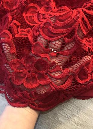 Розкішна мереживна сукня яскраво- червоного кольору з відкритою спинкою xs сексуальний гіпюр7 фото