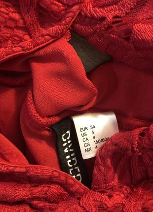Розкішна мереживна сукня яскраво- червоного кольору з відкритою спинкою xs сексуальний гіпюр6 фото