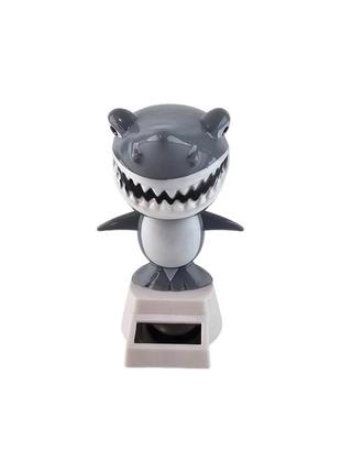 Іграшка на сонячній батареї "весела акула" сіра (flip flap) (10,5х6х6 см)