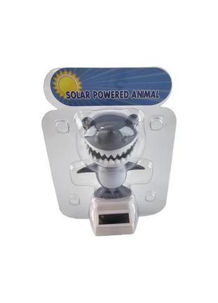 Іграшка на сонячній батареї "весела акула" сіра (flip flap) (10,5х6х6 см)3 фото