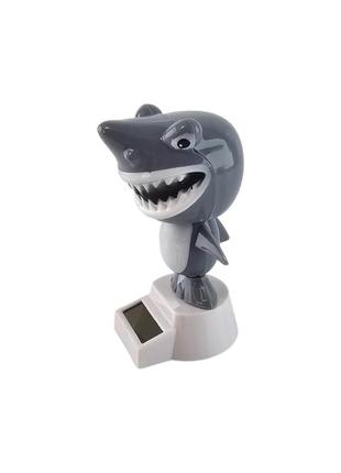 Іграшка на сонячній батареї "весела акула" сіра (flip flap) (10,5х6х6 см)4 фото