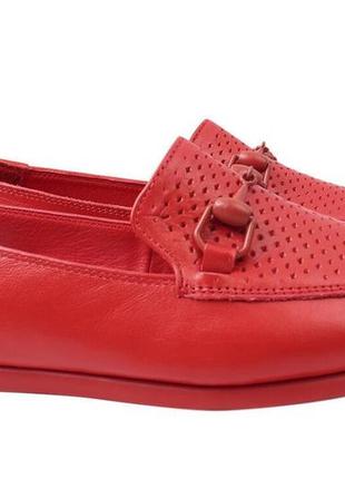 Туфли женские из натуральной кожи, на низком ходу, цвет красный, турция gossi, 38