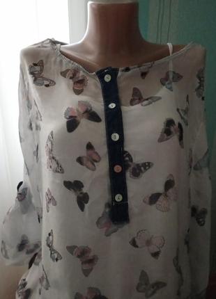 Неймовірна рубашка в метеликах, 🦋🦋🦋💯% шовк італія