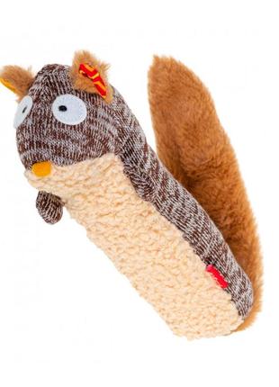 Игрушка для собак белка с пищалкой gigwi plush, текстиль, 29 см