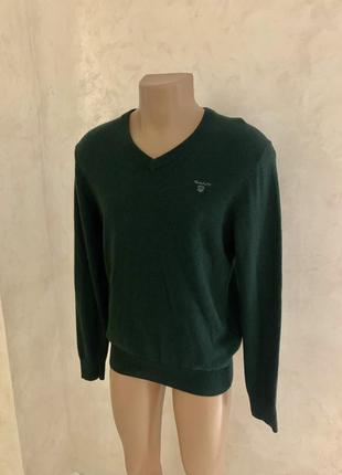 Шерстяной свитер gant джемпер темно зеленый мужской2 фото