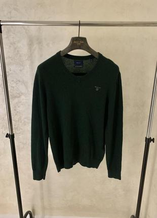 Шерстяной свитер gant джемпер темно зеленый мужской6 фото
