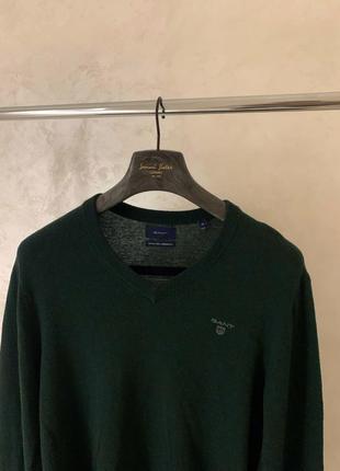 Шерстяной свитер gant джемпер темно зеленый мужской3 фото