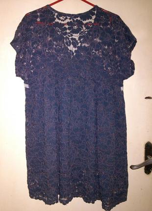 Очаровательная,гипюровая-кружевная блузка-туника с пайетками,большого размера2 фото